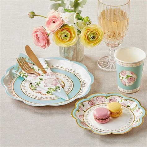 Vintage Garden Themed Paper Dinnerware Bridal Shower Table Decorations