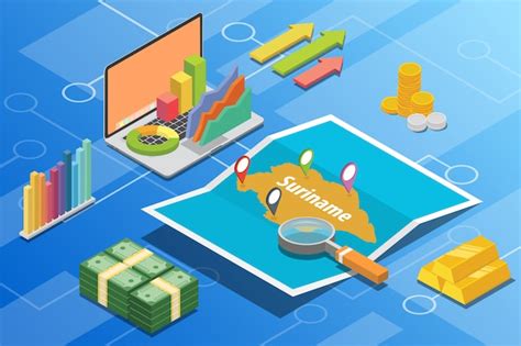 Suriname isometric business economy growth country | Premium Vector