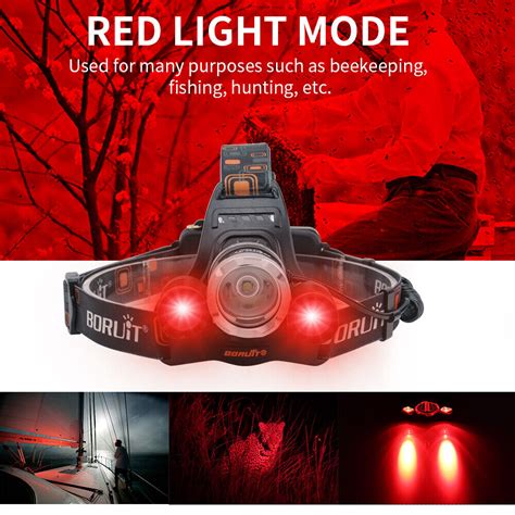 Super Bright LED Headlamp Headlight Red Light Head Torch Flashlight