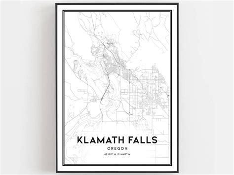 Klamath Falls Map Print, Klamath Falls Map Poster Wall Art, or City Map ...