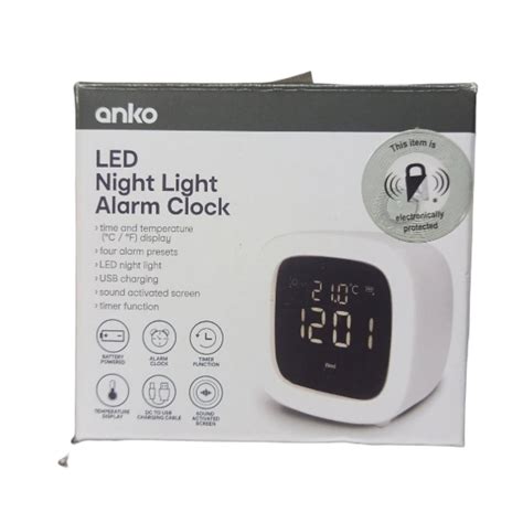 Anko Led Night Light Alarm Clock Batt Opt Hmr Shop N Bid