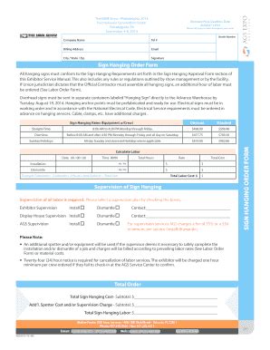 Fillable Online Sign Hanging Order Form The NBM Show Fax Email Print