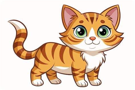 Cartoon Illustration of a Cute Orange and White Tabby Cat | Premium AI ...