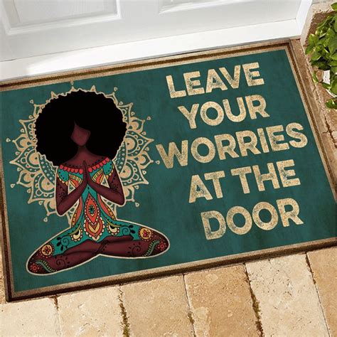 Yoga Afro Doormat Yoga Afro Leave Your Worries At The Door Welcome