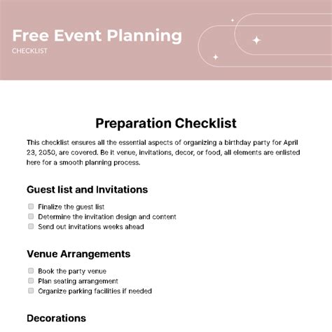 Event Planning Checklist Template - Edit Online & Download Example | Template.net