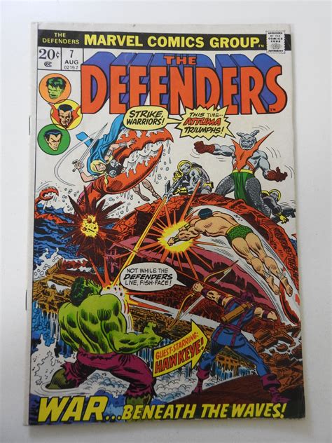 The Defenders 7 1973 VG Condition Centerfold Detached Bottom Staple