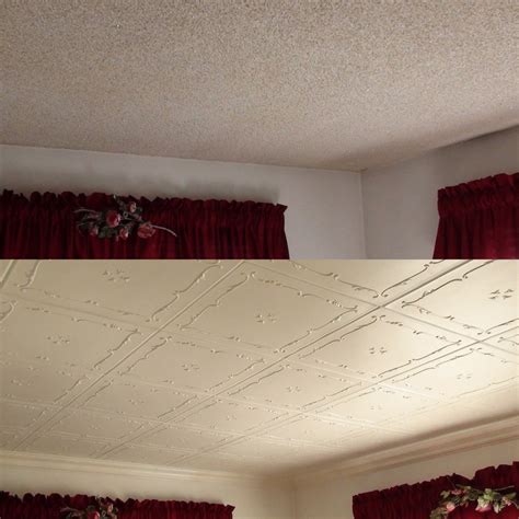 Styrofoam Ceiling Tiles Cover Popcorn Ceiling Easy Diy Glue Etsy