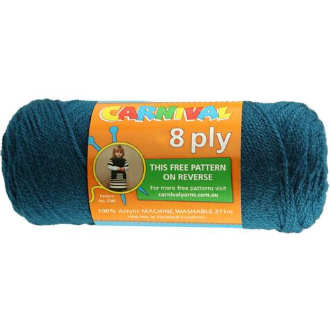 Carnival 8 Ply 271 Metre Acrylic Yarn 100g Petrol Blue Big W