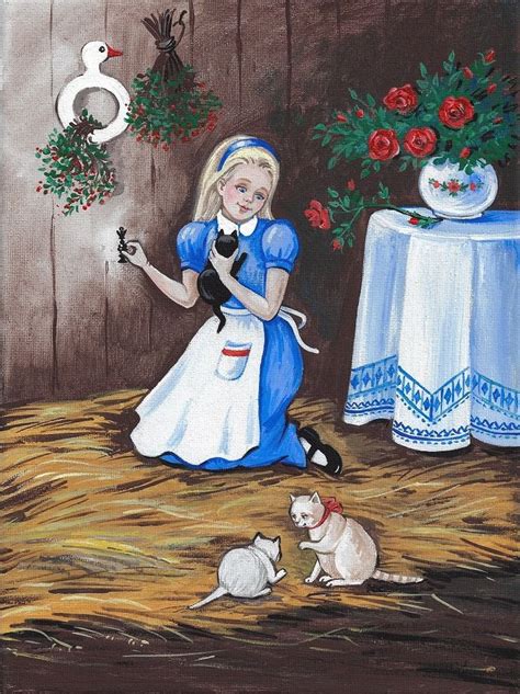 X Purr Once For Yes Ryta Alice In Wonderland Print Of Painting Black