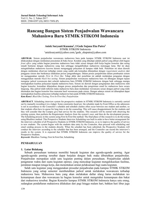 PDF Rancang Bangun Sistem Penjadwalan Wawancara Mahasiswa Baru STMIK