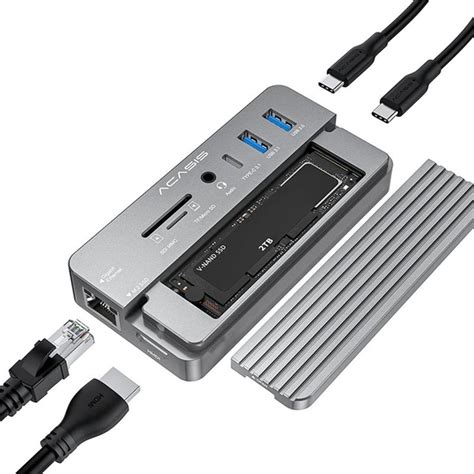 Док-станция в 1 USB-C 3.2 HUB 10 Гбит/с корпусом M.2 NVME и SATA SSD ...