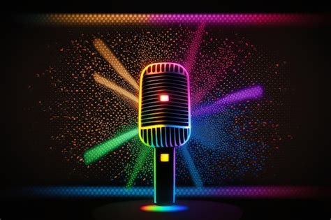 Premium AI Image | Microphone with bright colorful background karaoke ...