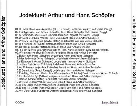 Jodelduett Hans und Arthur Schöpfer Entlebucher und Emmentaler