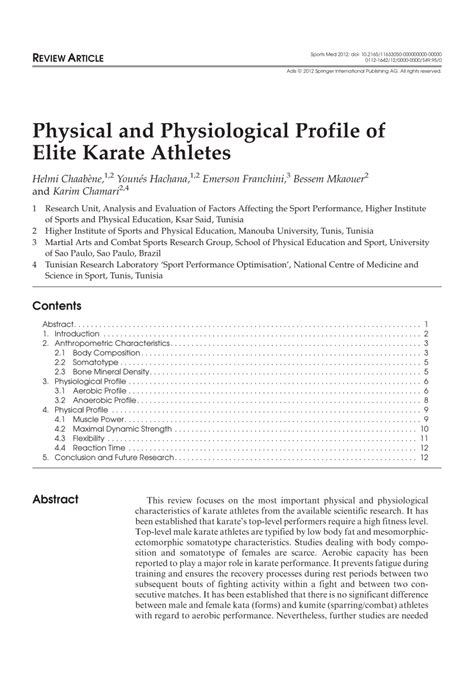 Pdf Physical And Physiological Profile Of Elite Karate Athletes