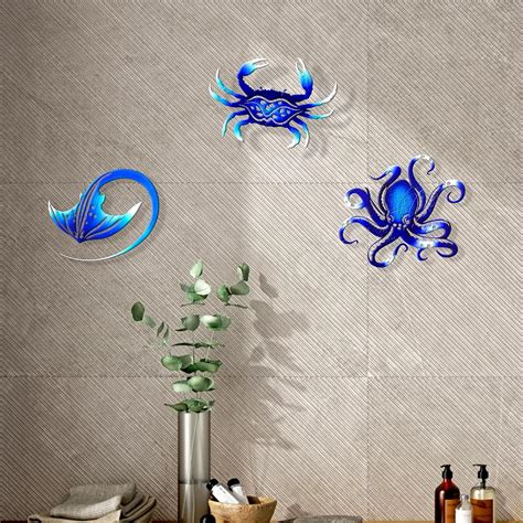 Amazon Weibefee Metal Wall Art Decor Octopus Crab Manta Ray