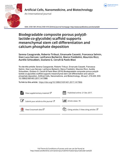 Pdf Biodegradable Composite Porous Poly Dl Lactide Co Glycolide