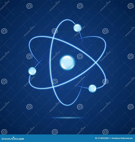 Atom Icon Neon Light Atomic Neutron Atom Blue Color Nuclear Atom 3d