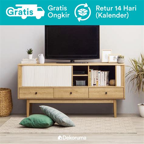 Dekoruma Mauro Meja TV Minimalis Modern Kayu 3 Laci Cabinet 2 Pintu