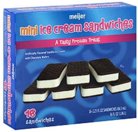 Meijer Mini Ice Cream Sandwiches - 16 ea, Nutrition Information | Innit