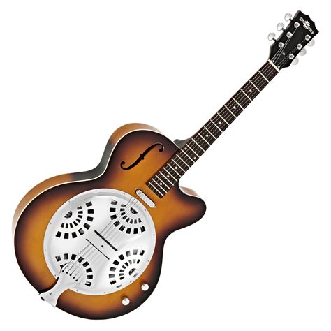 Disc Semi Acoustic Resonator Guitar By Gear4music Cherry Sunburst Gear4music