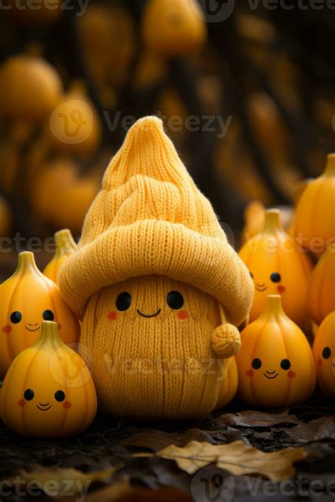 kawaii halloween pumpkin wallpaper generative ai 32097349 Stock Photo ...