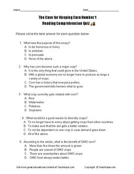 Benchmark Advance Reading Comprehension Quiz Th The Case For Keeping