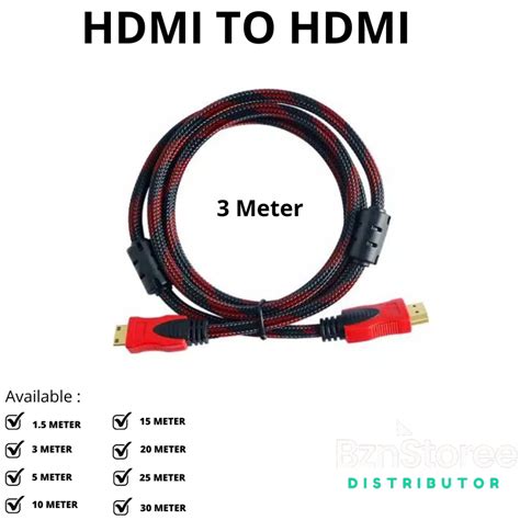 Jual Kabel HDMI 3m Serat Jaring HDMI To Hdmi 3m 1080p V 14 3D HQ