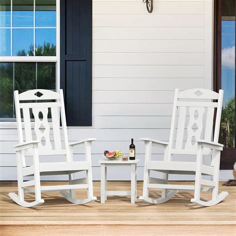 Cozyman Outdoor Rocking Chairs Set 3 Pieces All Weather