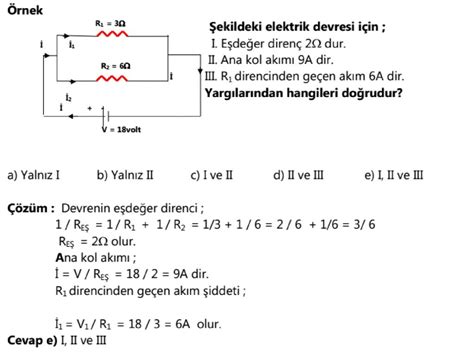 Paralel Bağlama ve Seri Bağlama Dirençlerin Bağlanması Ders Notları