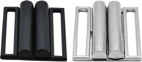 NHBETYS Bikini Verschluss Metall Silber Schwarz Rechteck Schieberegler Schnallen 0 12 Zoll