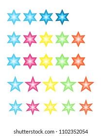 Colored Stars Set Set Sixpointed Fivepointed Stock Vector Royalty Free