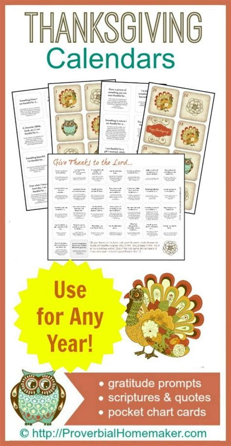 Thanksgiving Calendar Printables