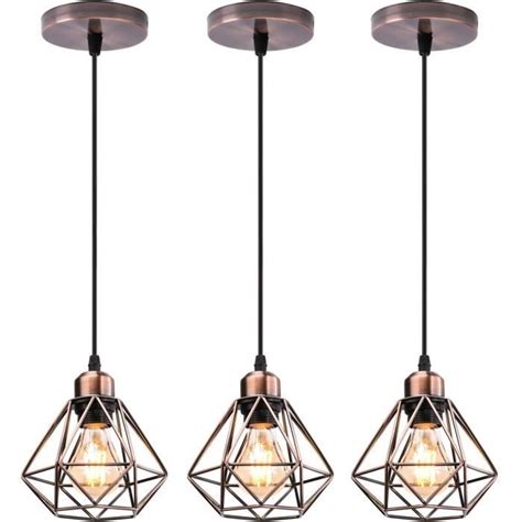 IDEGU Lot De 3 Lustre Suspension Industrielle Moderne Lampe Luminaire