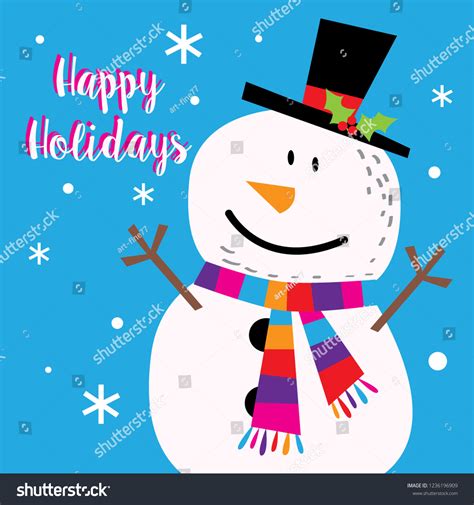 Cute Snowman Happy Holidays Stock Vector Royalty Free 1236196909