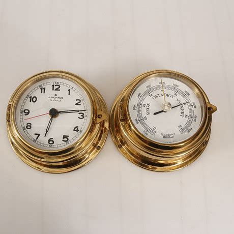 KLOCKA SAMT BAROMETER Gulmetall 1900 Talets Senare Del Klockor Ur