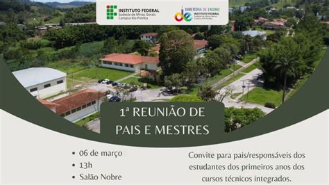 Campus Rio Pomba convida para 1ª Reunião de Pais e Mestres de 2024 IF