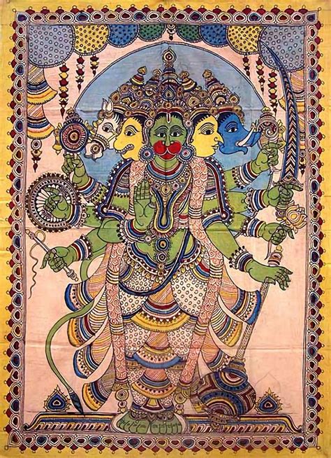 Hindu Cosmos Photo Kalamkari Painting Indian Folk Art Madhubani Art