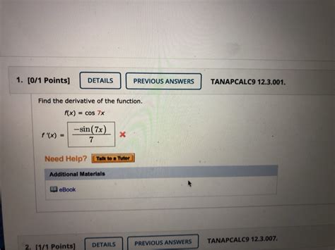 Solved Points Details Previous Answers Tanapcalc Chegg