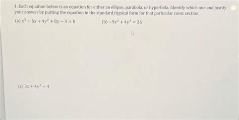 Solved 1 Each Equation Below Is An Equation For Either An