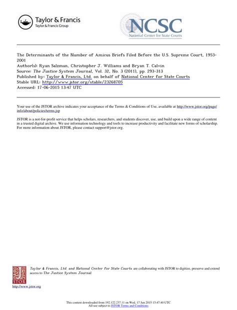 Pdf The Determinants Of The Number Of Amicus Briefs Filed Before The