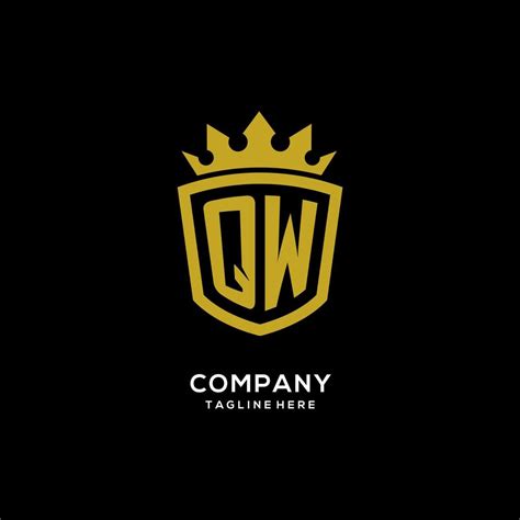 Initial Qw Logo Shield Crown Style Luxury Elegant Monogram Logo Design