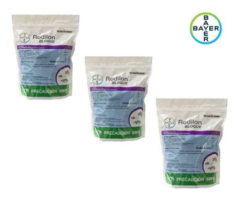 Pack 3 Rodilon Bloque 1kg Raticida Bayer Rata Ratones Veneno Envío gratis