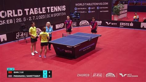 Shining Woman Semi Final Liu Qian Vs Sawettabut Paranang Wd Sf Wtt