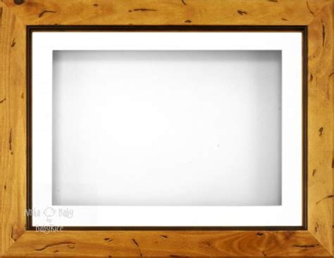 12x9 Rustic Pine Wood 3d Display Frame 1 Hole White Mount White Back