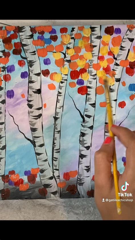 How To Paint Easy Birch Tree For Beginners Simple Acrylic Painting Techniques Pai [video] In