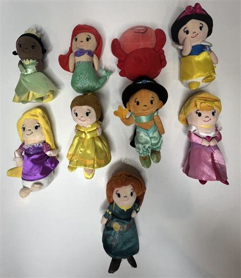 Just Play Disney Princess Stylized Collectible Mini 6 Plush Dolls Lot