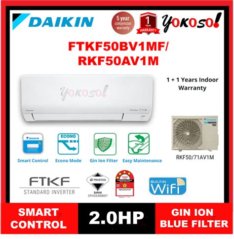 Daikin Ftkf50bv1mf Rkf50av1m 2 0hp R32 Gin Ion Filter Wifi Standard