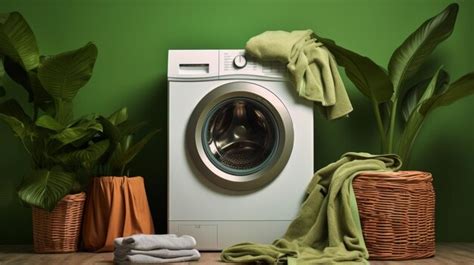 premium photo washing  laundry machine   green background