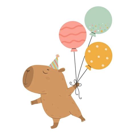 Engra Ado Feliz Capivara Bal Es Birthday Illustration Birthday