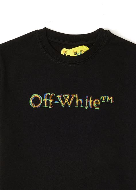 Off White Siyah Logolu Erkek Ocuk T Shirt Ok Renkli